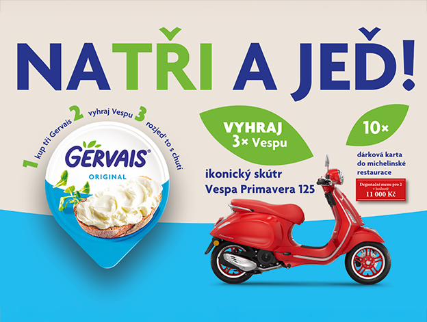 Tři kousky Gervais a Vespa může být vaše!